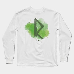 Rune Raido On Green Watercolor Long Sleeve T-Shirt